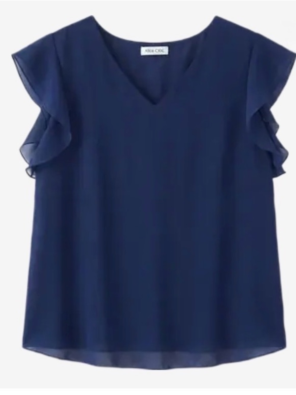 Alice Co Navy V-Neck Ruffle Sleeve Blouse